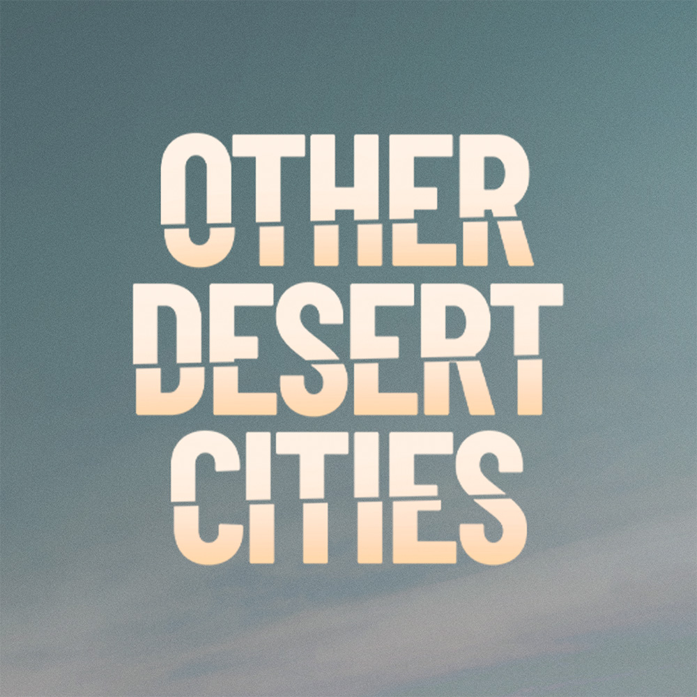 Logo for Other Desert Cities - square image, show title written over sky background